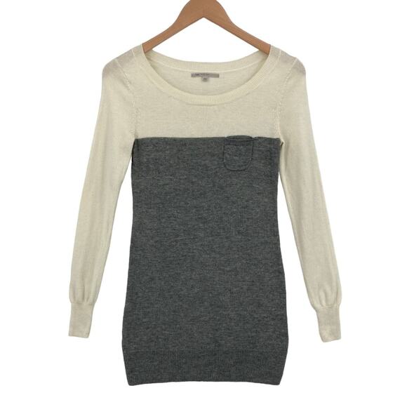 GAP Sweaters - Gap Sweater Womens XS Cream Gray Nylon Long Raglan Sleeve Round Neck Pullover